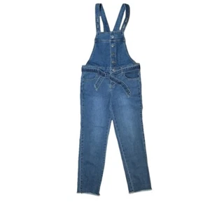 Vigoss Overalls Jeans Girls Youth Medium Denim Blue Raw Hem Pockets ] - Picture 1 of 6