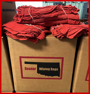 100 NEW RED SHOP RAGS INDUSTRIAL CLEANING TOWELS 14x14 FREE SHIPPING