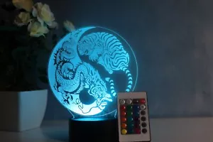 Yin und Yang Drache und Tiger Lampe, japanische und chinesische deko - Bild 1 von 9