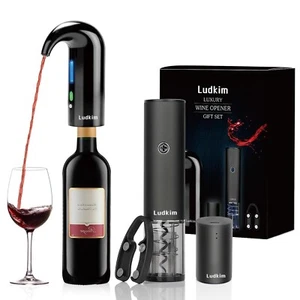 Electric Wine Opener, Rechargeable Wine Gift Set With Electric Wine Aerator D... - Picture 1 of 9