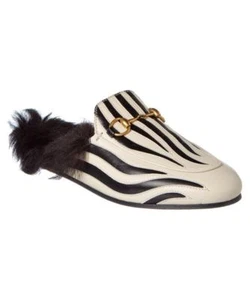 Sandalias Gucci Princetown Cuero Cebra Piel Plana Mula Deslizable Zapatos Pantuflas $1100 - Imagen 1 de 11