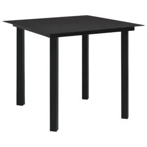 Modern Garden Dining Table Black Steel Frame Glass Top Elegant Patio Furniture - Picture 1 of 4