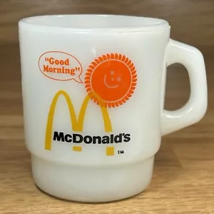 Vintage McDonalds "Guten Morgen" Feuerkönig Anchor Hocking mattierter Kaffeebecher - Bild 1 von 6