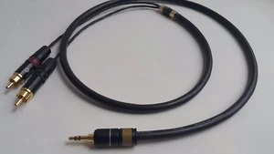 pp009 Japan Made Copper 3.5mm Male To 2 RCA Audio Cable Stereo MINI Gold Plug - Picture 1 of 4