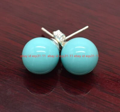 Brincos de prata 925 com contas redondas de pérola Beauty 8/10/12/14 mm concha do mar do sul - Imagem 1 de 4