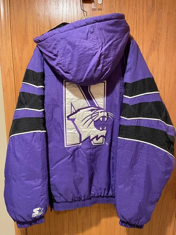 Vintage RARE 90's STARTER CLASSIC PURPLE NORTHWESTERN WILDCATS COAT Size XXL Cover