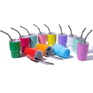 12 Pack 3oz Mini Tumbler Shot Glasses with Straw and Lid Stainless Steel Colo... - Picture 1 of 8