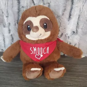 Smooch The Brown Sloth Plush 9" With Red Bandana Love Romantic Stuffed Animal - Picture 1 of 7