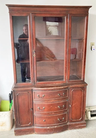 Antique Wood and Glass Furniture CABINET - c. 1920-1940 Cover