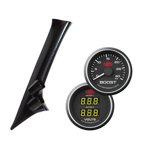 Pillar Pod w/ Black Boost Dual Volts Gauge Suits Nissan Navara NP300 D23 2015-on - Picture 1 of 12