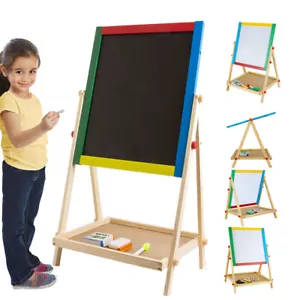 Kids 2 in 1 Wooden Blackboard Whiteboard Children Art Easel Chalk Drawing Board - Picture 1 of 14