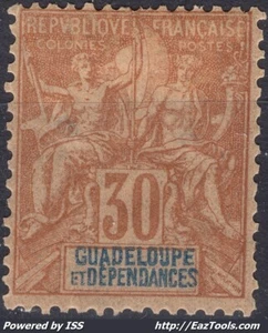 GUADELOUPE TYPE GROUPE 30c BRUN N° 35 NEUF * AVEC CHARNIERE - Picture 1 of 2