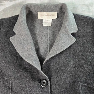 Jones New York Jacke Mantel Damen 14 grau Wollmischung unstrukturiert - Bild 1 von 10