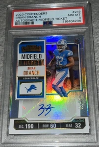 Boleto Contenders Brian Branch Midfield 2023 ¡Auto #’D/50! PSA 8! POP 2! - Imagen 1 de 5