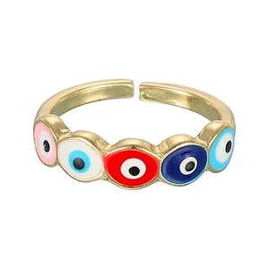 Anillo Mal de Ojo, Coloridos 5 Ojos Anillos Mal de Ojo con Caja Decorativa - Imagen 1 de 6