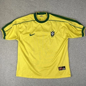 Vintage 1998 Nike Retro Home Brazil Soccer Jersey T-Shirt Size Large Old Tag - Bild 1 von 22