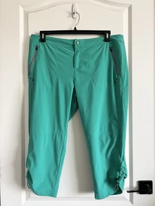 Title Nine Pants Sz 14 Turquoise Nimblene Capri Stretch Hiking Climbing Outdoors - Picture 1 of 14