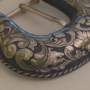 Dreiteilige Sterling Silber Ranger Schnalle gemarkt Cowboy Kultur, mit Wildschweinen - Bild 1 von 8