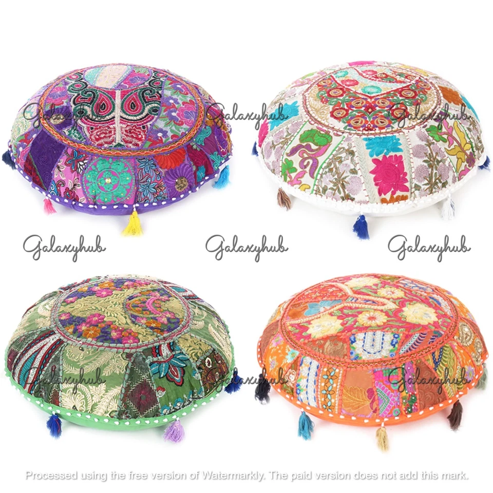 Indian Handmade Cotton Pillow Cover Multicolor Bohemian Floor Cushion Cover AU - Image 1 of 1