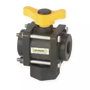 BANJO V125BL Manual 3-Way Ball Valve,1 1/4",Polypro 3DTF5 - Picture 1 of 2