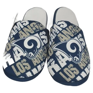 NFL LA Rams FOCO Logo Scuff Slippers YOUTH XL 7-8 NEW Blue Los Angeles Rams - Picture 1 of 12