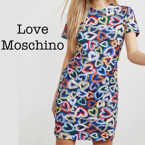 Abito a maglietta Love Moschino Neon Hearts cotone taglia 6