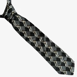 Vintage 80s Oleg Cassini Abstract Geometric Circle Print Polyester Tie Retro 90s - Picture 1 of 4