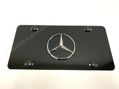 1x 3D "MBLOGO" emblem Aluminum BLACK Color Front Plate RUST FREE - Image 1 of 2