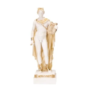 Apollo God Of Music Poetry Art Gold Tone Alabaster Statue Sculpture 9.05 Inches - Picture 1 of 8