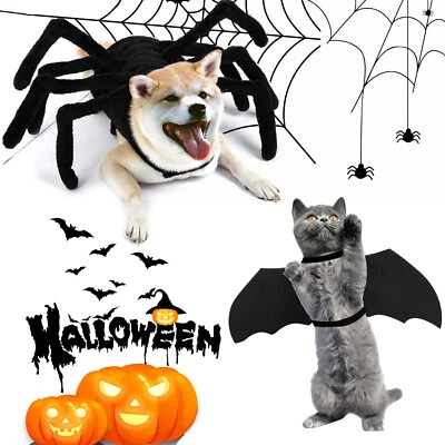 Halloween Spider/Bat Pet Costume/Xmas Santa Hoodie Coat Cosplay Clothes Cat Dog - Image 1 of 4