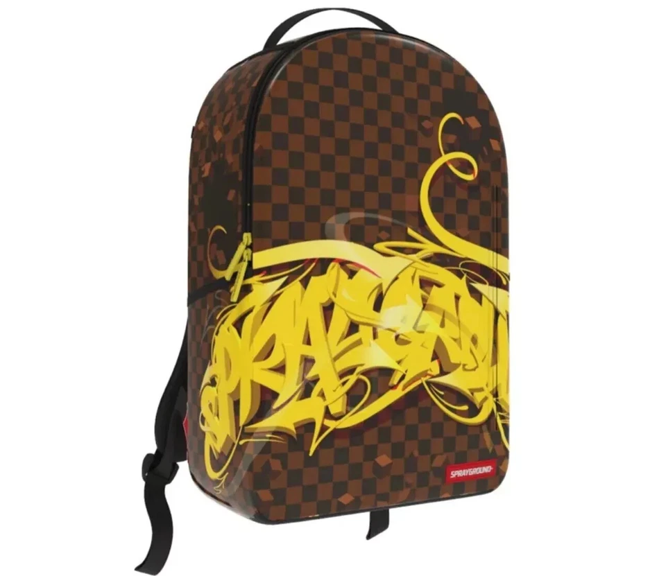 Mochila Sprayground Marrón Escrita Dorado Unisex Adulto Negro Cuero 2024 Foto 1 de 1