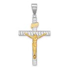 14K Two-Tone Gold Polished And Diamond-Cut Crucifix Pendant 34 Mm X 22 Mm