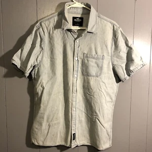 Camicia da uomo Hollister abbottonata taglia large denim maniche corte 100% cotone - Foto 1 di 8