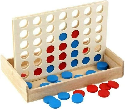 Four in a Row Traditional Educational Board Game Kids Children Wooden Toy Game - Image 1 of 4
