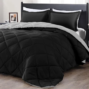 King Size Comforter Set - Black and Grey King Comforter, Soft Bedding Sets for A - Picture 1 of 6