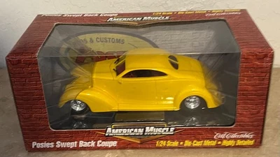 ERTL American Muscle 1:24 Yellow POSIES SWEPT BACK COUPE 1999 - Image 1 of 4