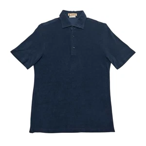 Guy Rover Made In Italy Frottee Poloshirt Herren Large Navy Baumwolle - Bild 1 von 5