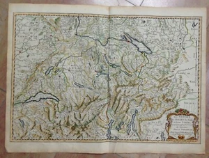 SWITZERLAND SAVOYE 1648 NICOLAS SANSON UNUSUAL LARGE ANTIQUE MAP IN COLORS  - Picture 1 of 9