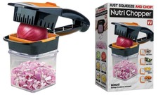 NutriChopper - Food Chopper & Dicer w/ 3 Stainless Steel Blades & Container, New