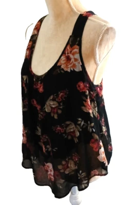 Ambiance вуаль роза цветочный racerback верхний размер L с подкладкой сексуальный женский - Изображение 1 из 4