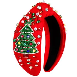 Women's Jeweled Crystal Pearl Knotted Wide Top Knot Holiday Headband Hair Acc... - Picture 1 of 8