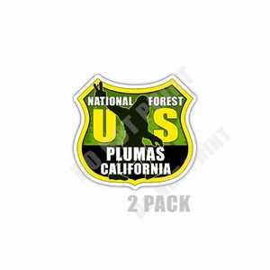 Paquete de 2 pegatinas Plumas National Forest California Bigfoot recuerdo impermeable - Imagen 1 de 4