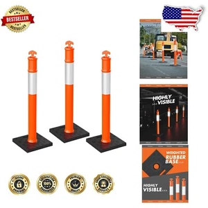 High Visibility 3-Pack Traffic Cones with 10 lbs Weighted Bases for Parking Lots - Picture 1 of 11