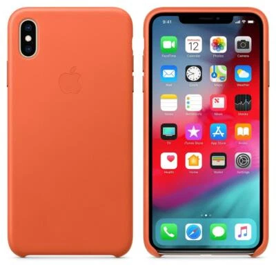Funda de Cuero Original Apple iPhone XS Max - Naranja Puesta de Sol - Nueva