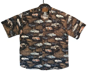 North River Mens Short Sleeve Collared Button Shirt Classic Cars All Over SZ L - Picture 1 of 8