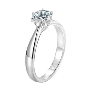 5,25 mm/6,5 mm AAA CZ 925 Silber Band Damen Verlobungsring poliert Größe 4-9,5 - Bild 1 von 7