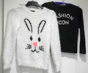 NIÑAS TOPS JERSÉIS 8-9 AÑOS GEORGE BLANCO CARA DE CONEJO Y NEGRO ICONO DE MODA PRIMARK - Imagen 1 de 6