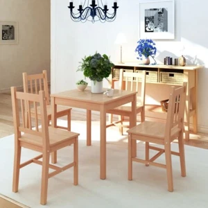 Fünfteiliges Esstisch-Set Pinienholz - Bild 1 von 9