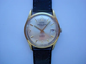 Hilton North Star Men's Automatic Watch Big Case 17j. Date Cyclops New Band Runs - Picture 1 of 17