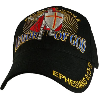 NEW Put on the Armor of God Ephesians 6:13-17 Baseball cap hat. Black. 6445. - Imagem 1 de 4